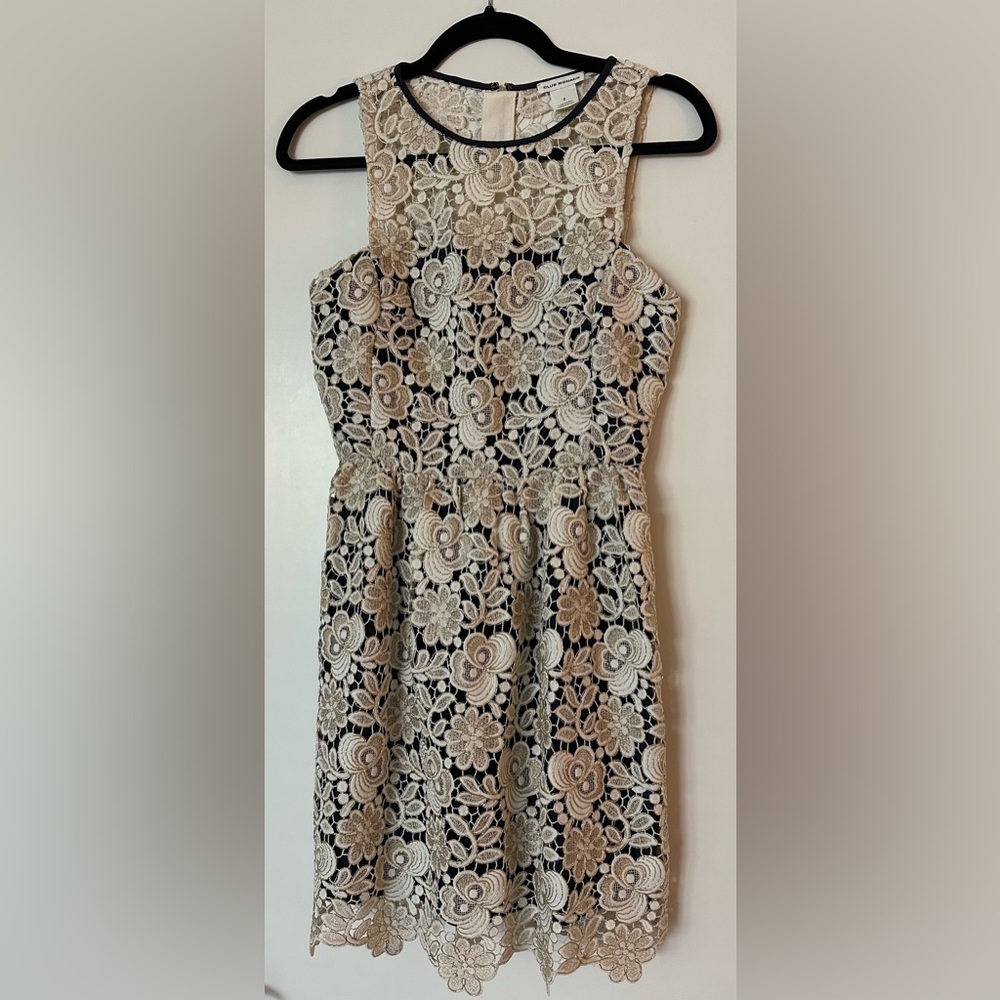 Club Monaco Navy & Gold Lace Dress